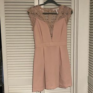 BCBG Generation pink cocktail dress with lace backing, size 6